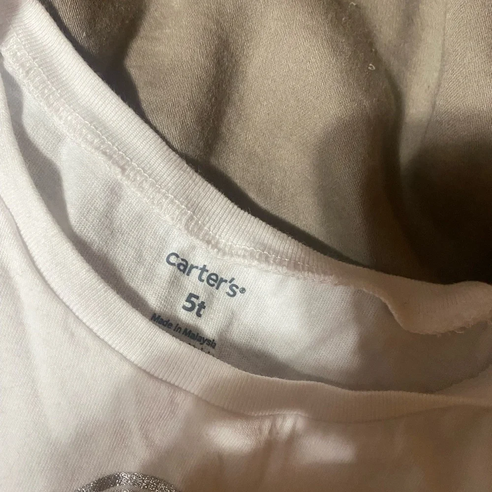 Carter's White‎ Tee with Rainbow and Black Graphics